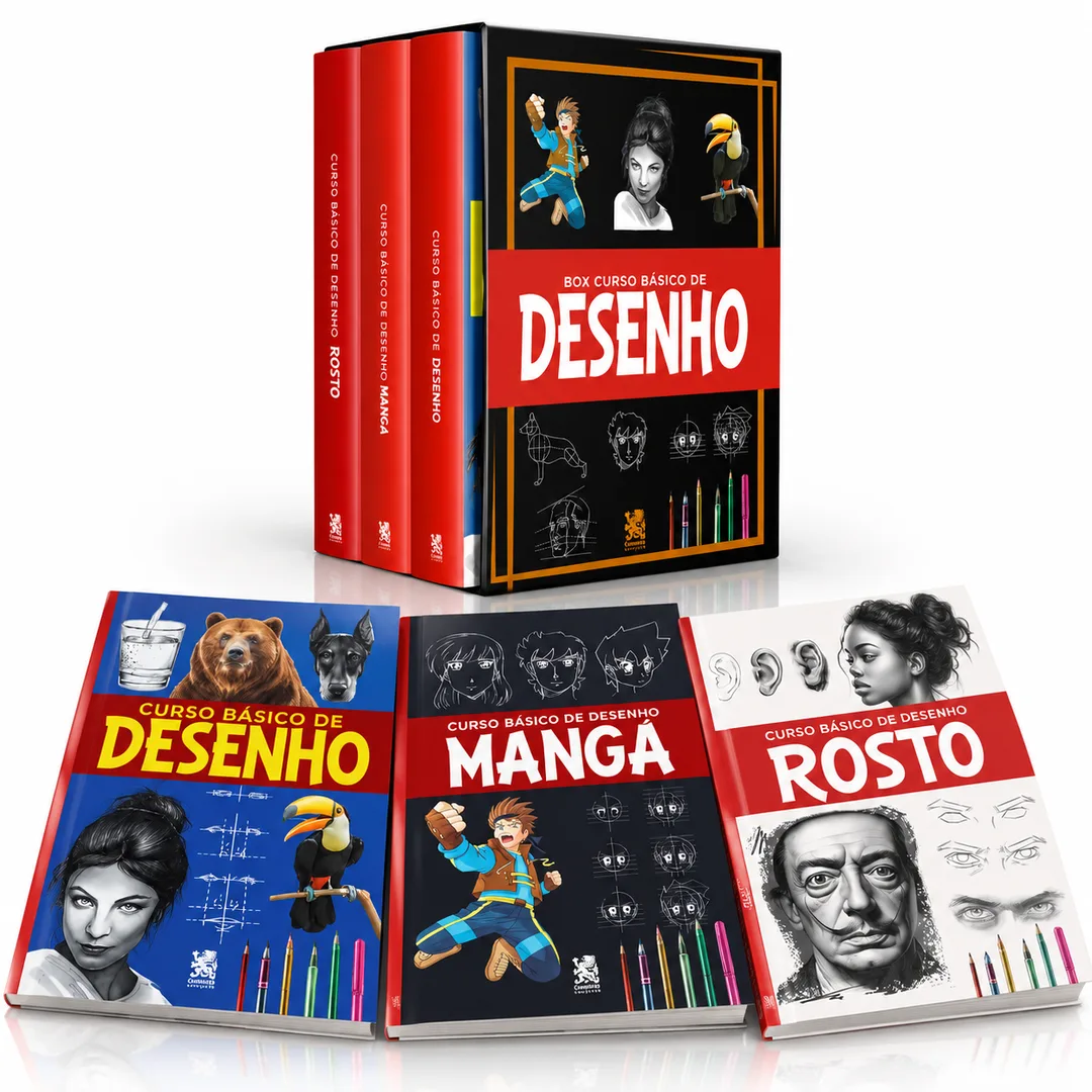 Box Curso Básico de Desenho com os três livros
